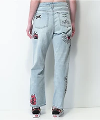 Ninth Hall Sire Printed Light Blue Denim Dad Jeans