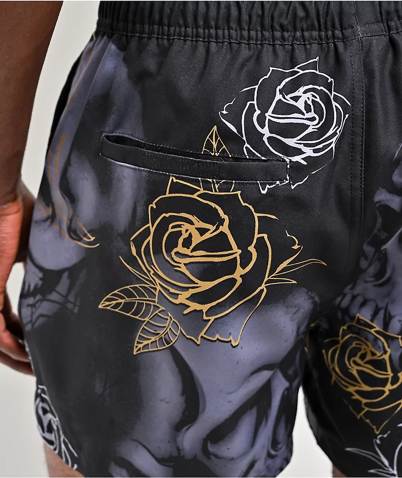 Ninth Hall Skull Crosses Black Board Shorts