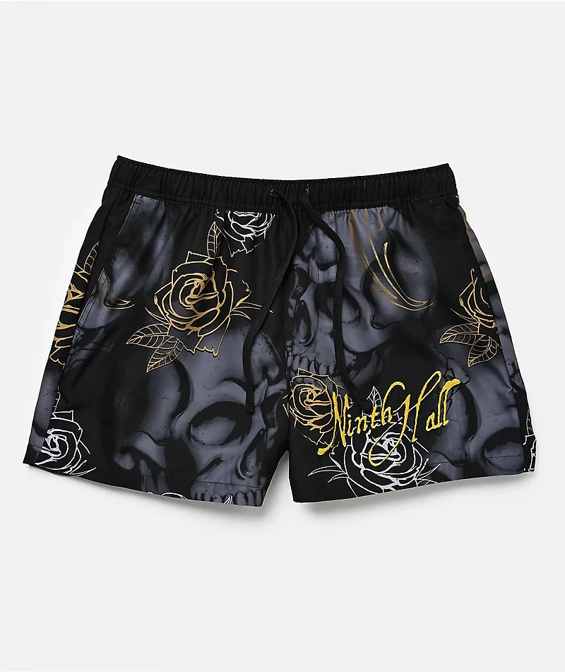 Ninth Hall Skull Crosses Black Board Shorts