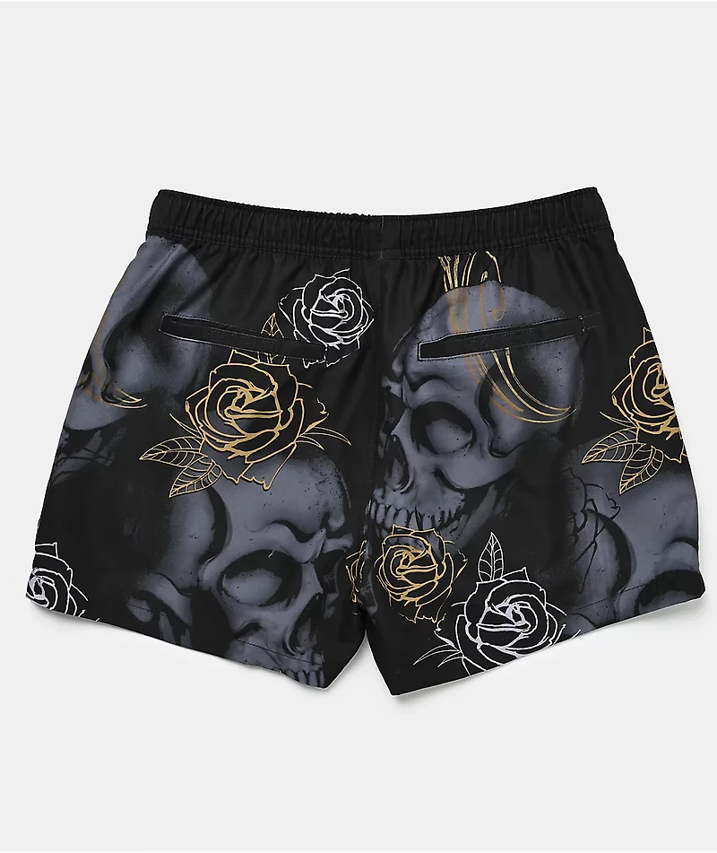 Ninth Hall Skull Crosses Black Board Shorts
