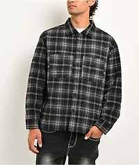 Ninth Hall Solitaire Rhinestone Black & Grey Flannel Shirt