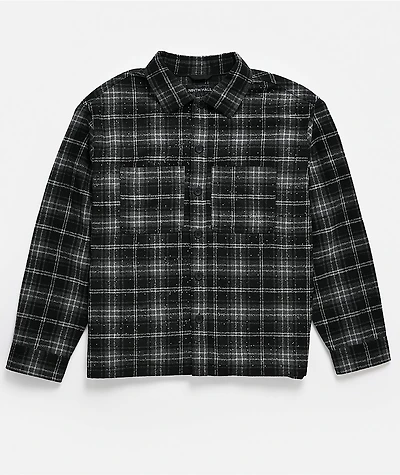 Ninth Hall Solitaire Rhinestone Black & Grey Flannel Shirt