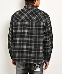 Ninth Hall Solitaire Rhinestone Black & Grey Flannel Shirt