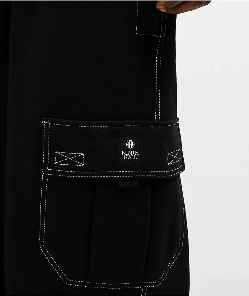 Ninth Hall Stash Black Baggy Cargo Sweatpants