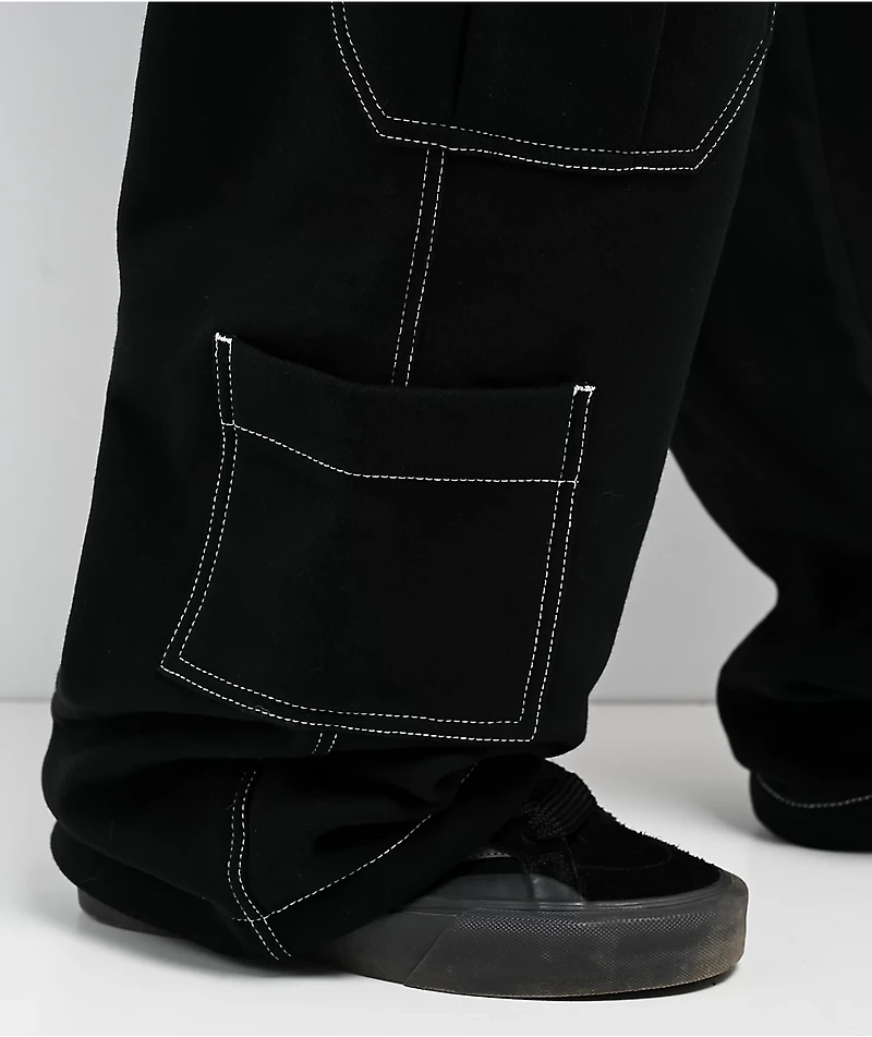 Ninth Hall Stash Black Baggy Cargo Sweatpants