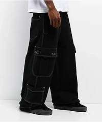 Ninth Hall Stash Black Baggy Cargo Sweatpants