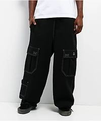 Ninth Hall Stash Black Baggy Cargo Sweatpants