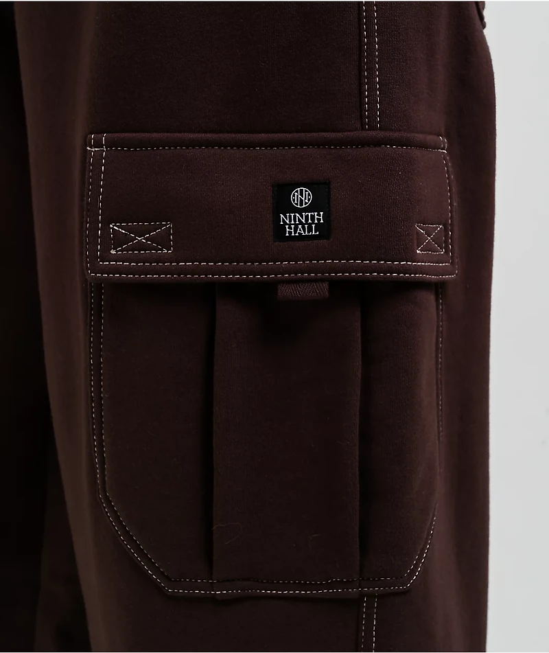 Ninth Hall Stash Brown Baggy Cargo Sweatpants