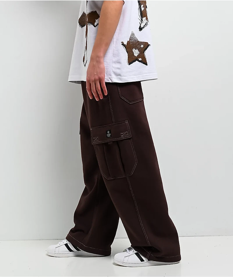 Ninth Hall Stash Brown Baggy Cargo Sweatpants