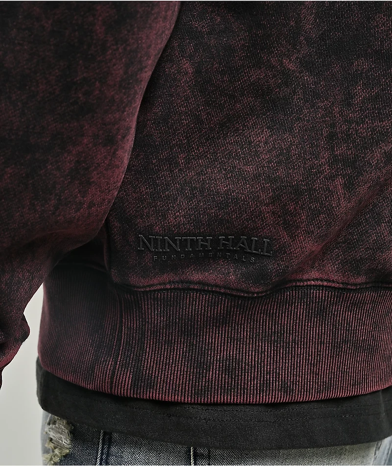 Ninth Hall Static Maroon Wash Zip Hoodie