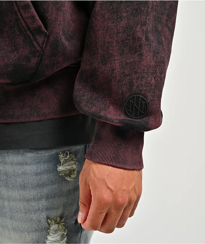 Ninth Hall Static Maroon Wash Zip Hoodie