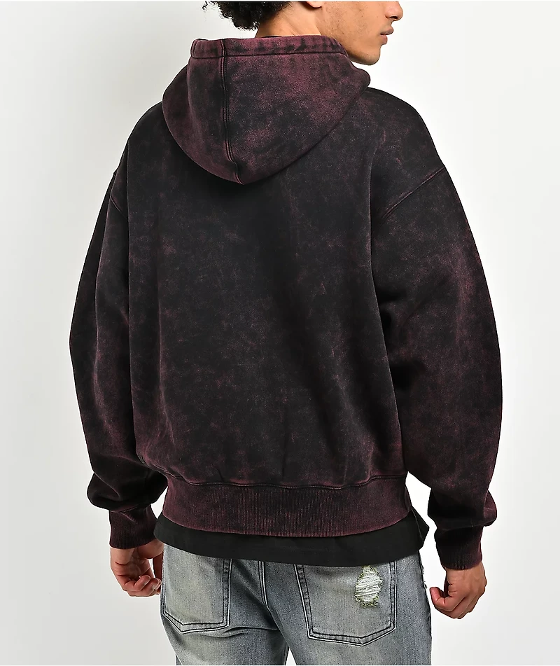 Ninth Hall Static Maroon Wash Zip Hoodie