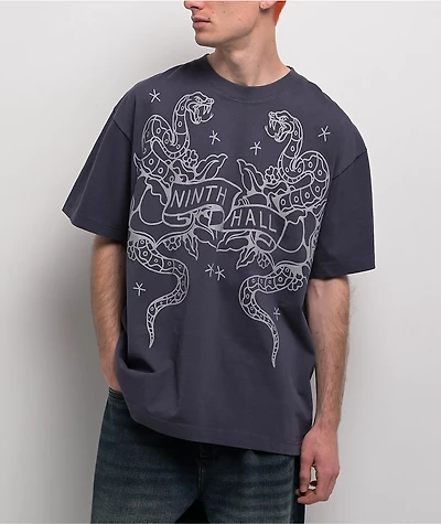 Ninth Hall Tattoo Outline Navy T-Shirt