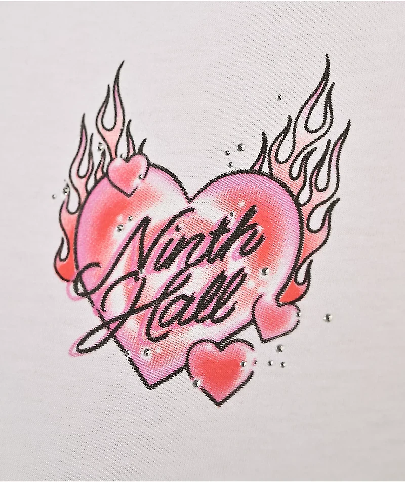 Ninth Hall Tiger Heart White Crop T-Shirt