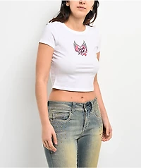 Ninth Hall Tiger Heart White Crop T-Shirt