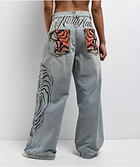 Ninth Hall Trina Growl Wide Leg Blue Wash Jeans