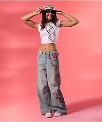 Ninth Hall Tringa Growl Wide Leg Blue Wash Jeans
