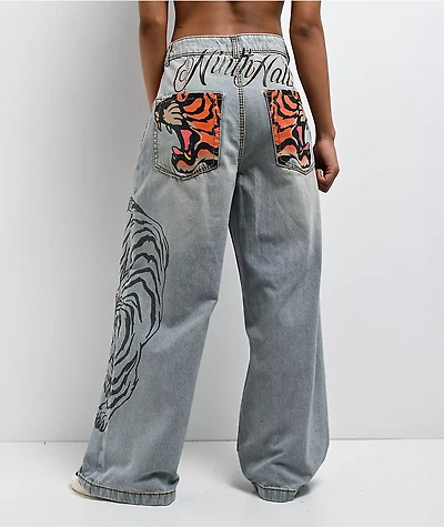 Ninth Hall Tringa Growl Wide Leg Blue Wash Jeans