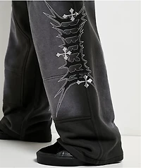 Ninth Hall Tucked Double Knee Grey Wash Baggy Sweatpants