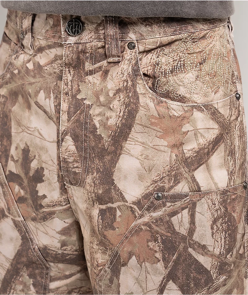 Ninth Hall Waylay Double Knee Camo Canvas Cargo Shorts