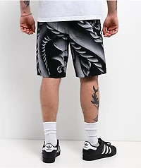 Ninth Hall Waylay Dragon Black Raw Denim Shorts