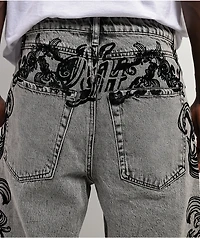 Ninth Hall Waylay Tussle Grey Wash Denim Shorts