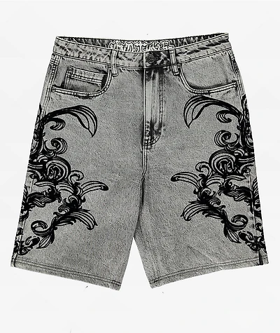 Ninth Hall Waylay Tussle Grey Wash Denim Shorts