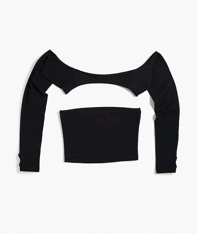 Ninth Hall Winona Bolero Black Shrug Tube Top Set