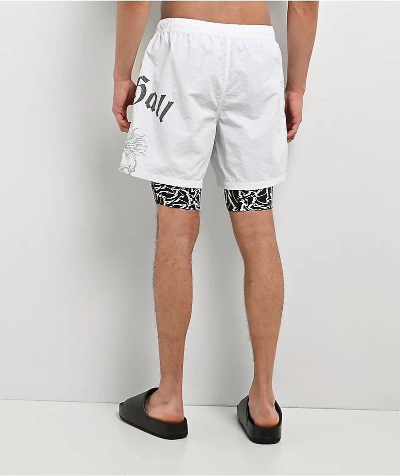 Ninth Hall Y2K Revival White Board Shorts