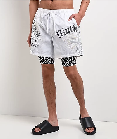 Ninth Hall Y2K Revival White Board Shorts