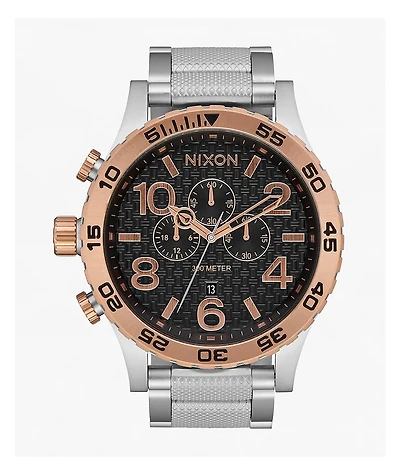 Nixon 51-30 Chrono Silver, Rose Gold & Black Analog Watch