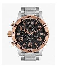 Nixon 51-30 Chrono Silver, Rose Gold & Black Analog Watch