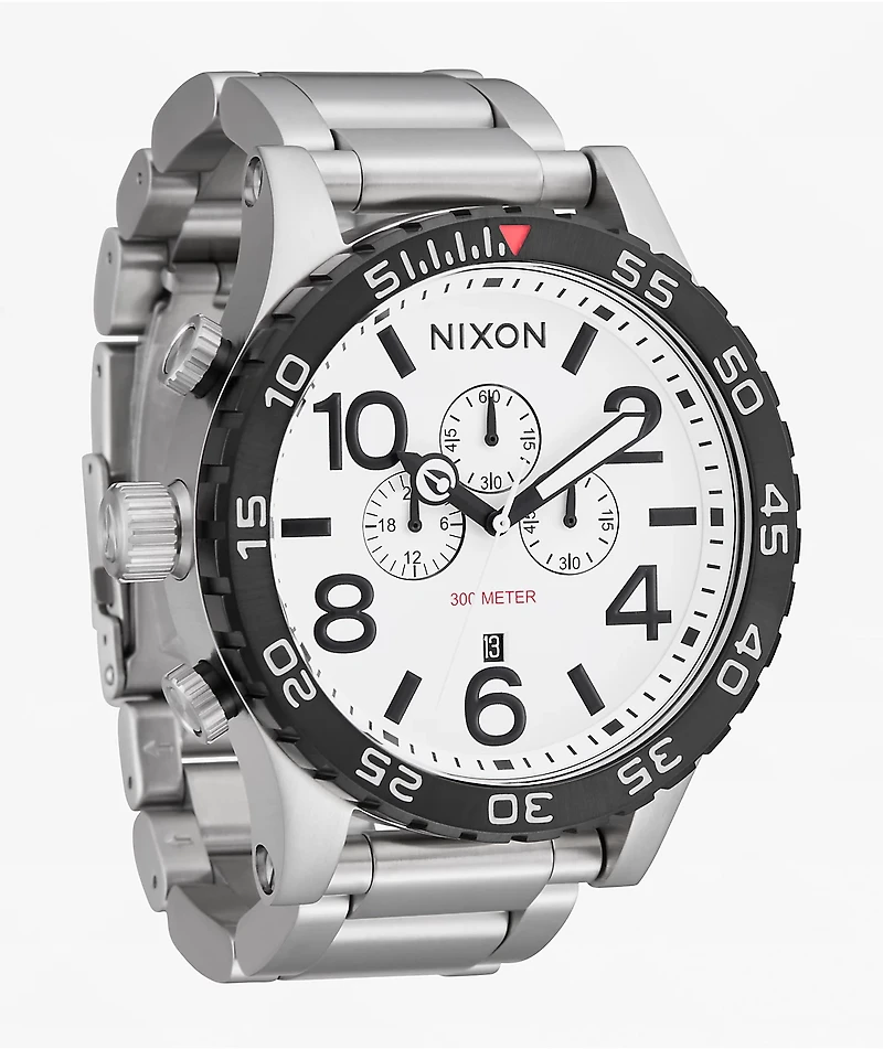 Nixon 51-30 Chrono Silver & White Lume Analog Watch