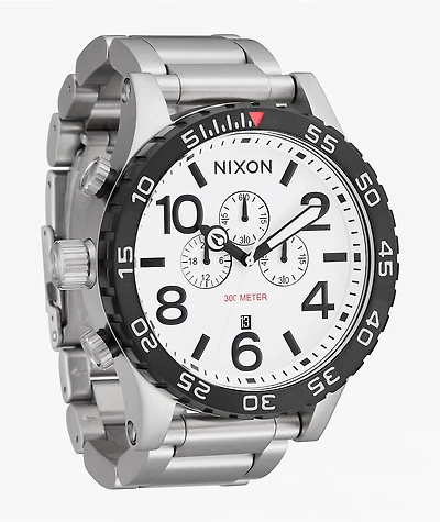 Nixon 51-30 Chrono Silver & White Lume Analog Watch