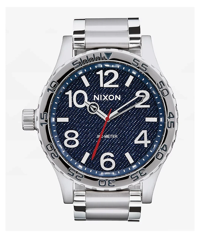 Nixon 51-30 Silver & Denim Analog Watch