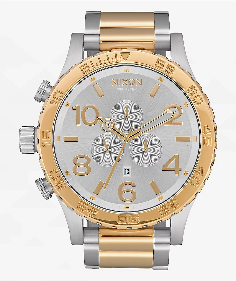 Nixon 51-30 Silver & Gold Chronograph Watch
