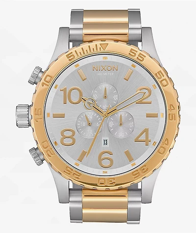 Nixon 51-30 Silver & Gold Chronograph Watch
