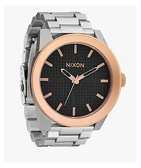 Nixon Corporal Silver, Rose Gold & Black Analog Watch