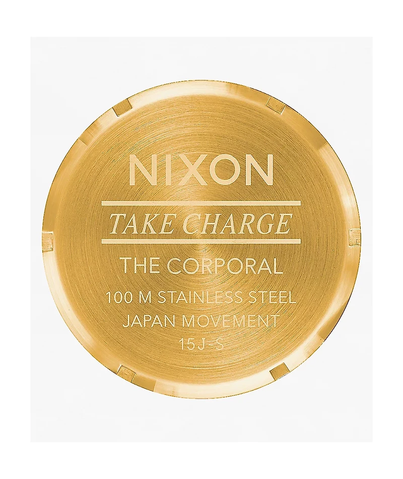 Nixon Corporal Stainless Steel Gold & Green Sunray Analog Watch