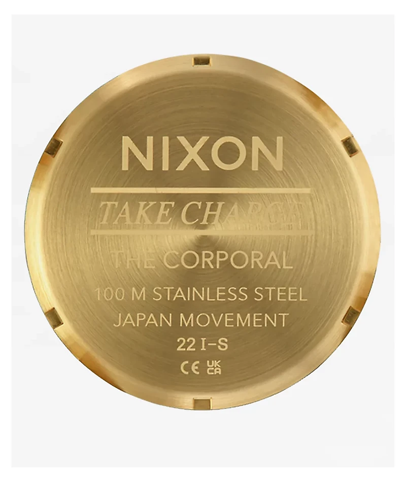 Nixon Corporal Stainless Steel Gold & Turquoise Analog Watch