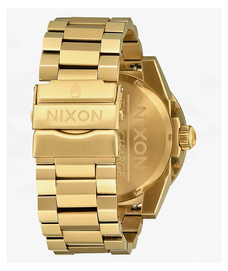 Nixon Corporal Stainless Steel Gold & Turquoise Analog Watch
