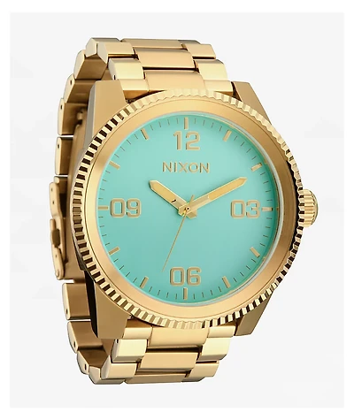 Nixon Corporal Stainless Steel Gold & Turquoise Analog Watch