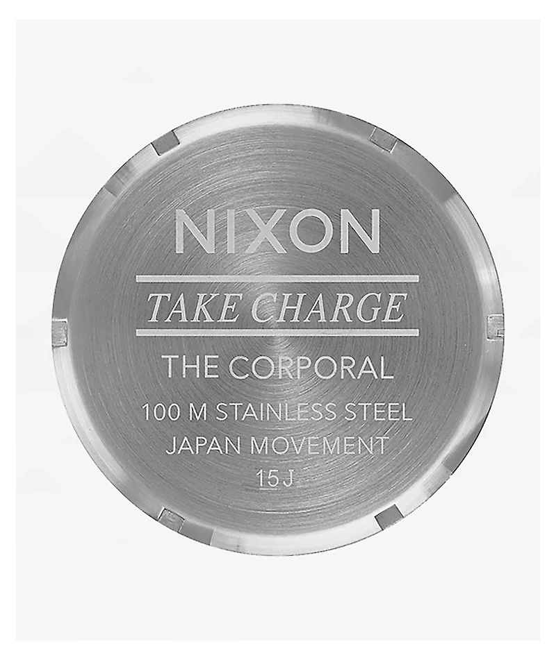 Nixon Corporal Stainless Steel Silver & Coral Analog Watch
