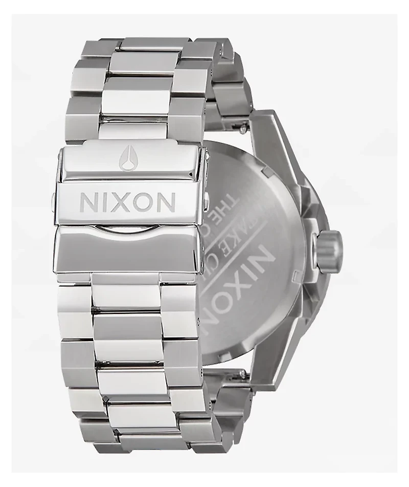 Nixon Corporal Stainless Steel Silver & Coral Analog Watch