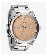 Nixon Corporal Stainless Steel Silver & Coral Analog Watch