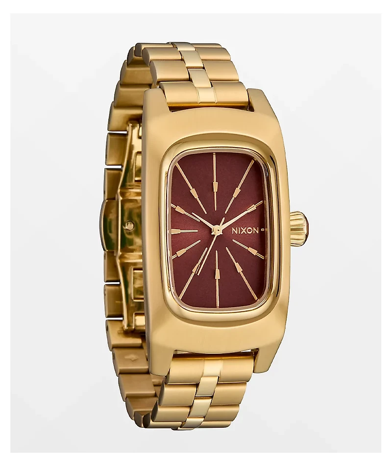 Nixon Frankie Mid Century, Gold & Cognac Analog Watch