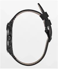 Nixon Porter Leather All Black & Gold Watch