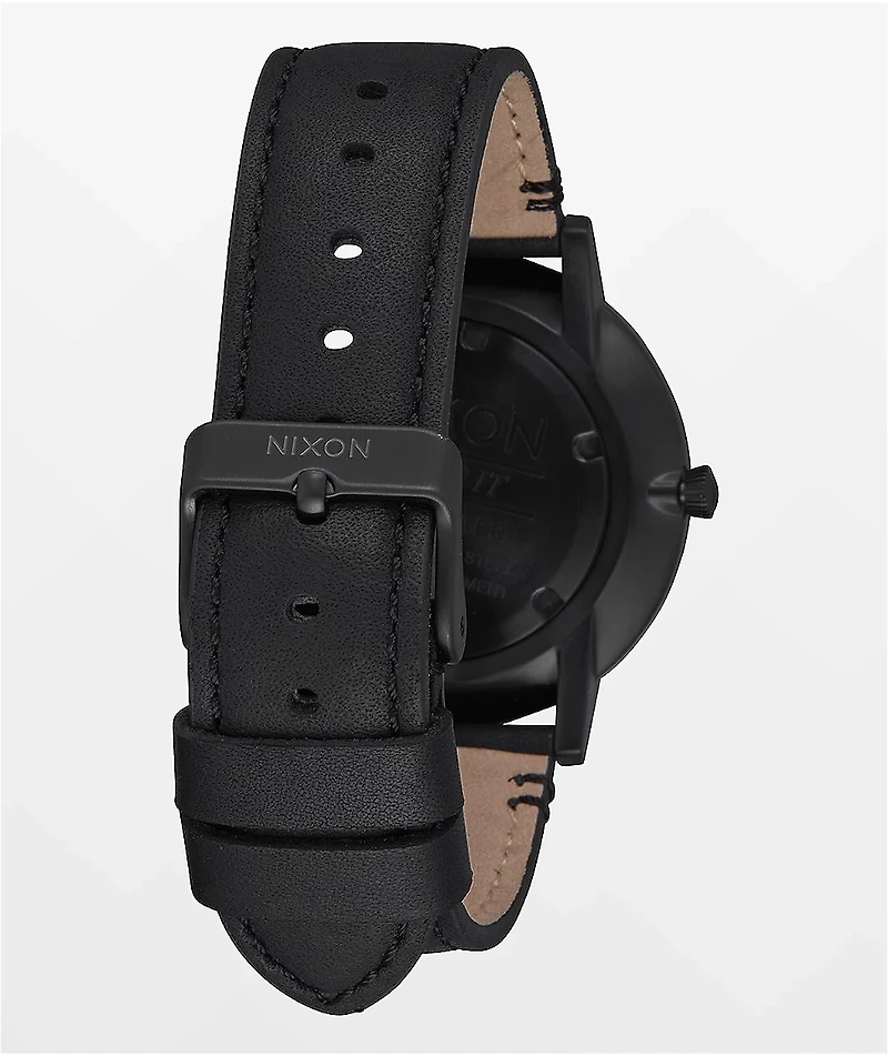 Nixon Porter Leather All Black & Gold Watch