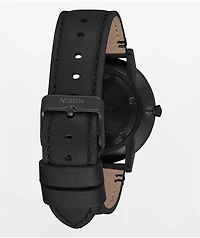 Nixon Porter Leather All Black & Gold Watch
