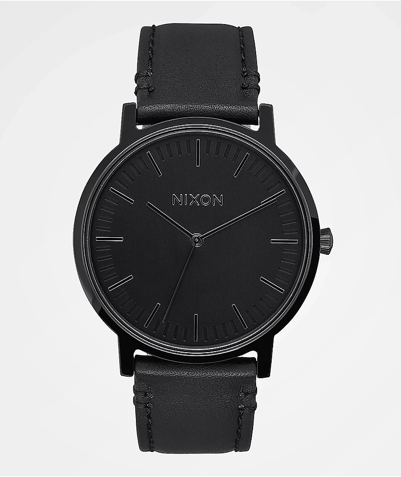 Nixon Porter Leather All Black Analog Watch